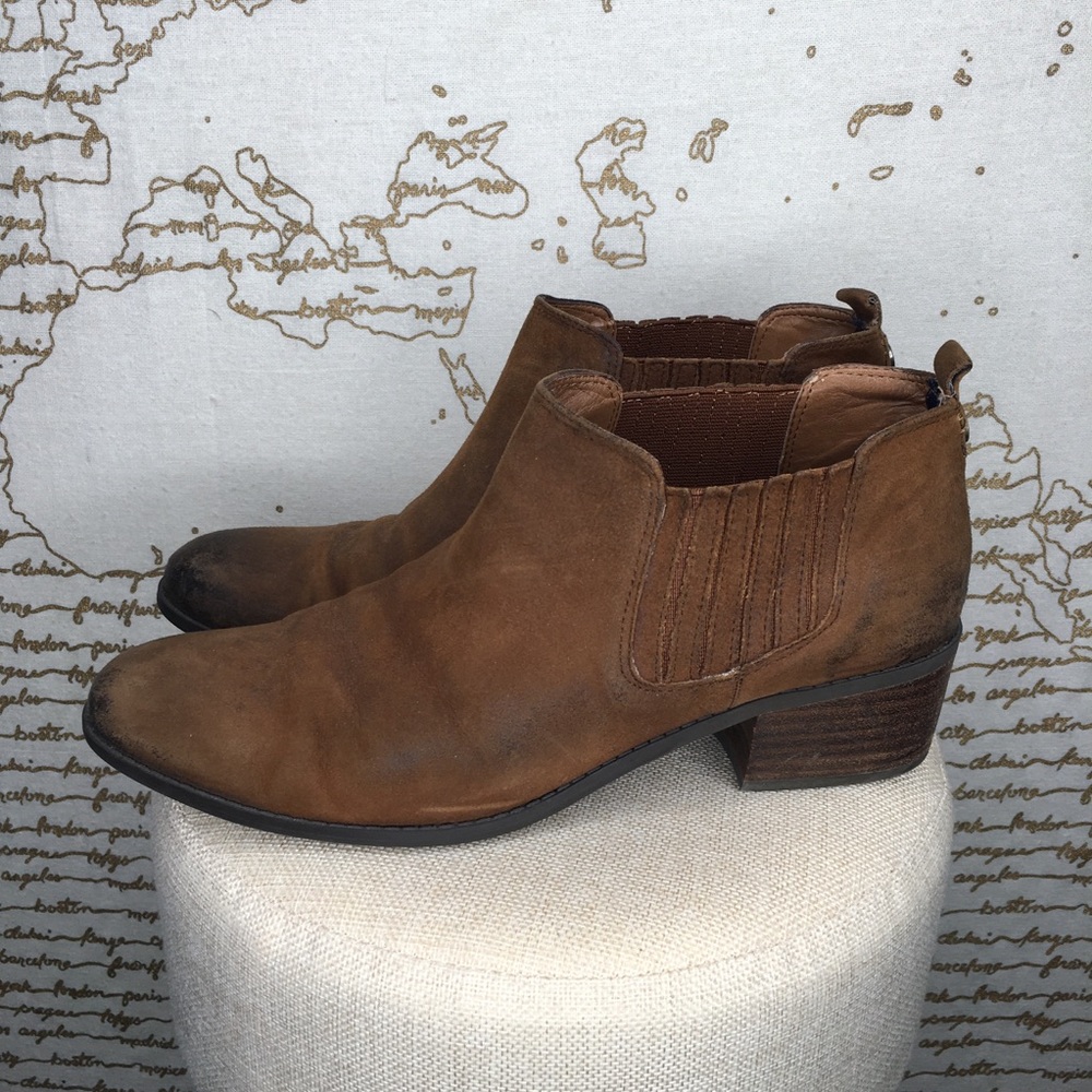 Tommy Hilfiger Size 10 Ripley Western Brown Leather Pull On Pointed Toe Booties